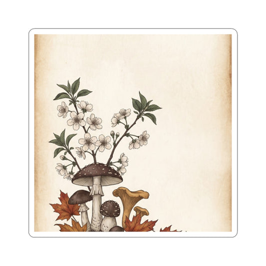Cherry Blossom Sticker | Autumn Cottagecore Mushroom Illustration Art