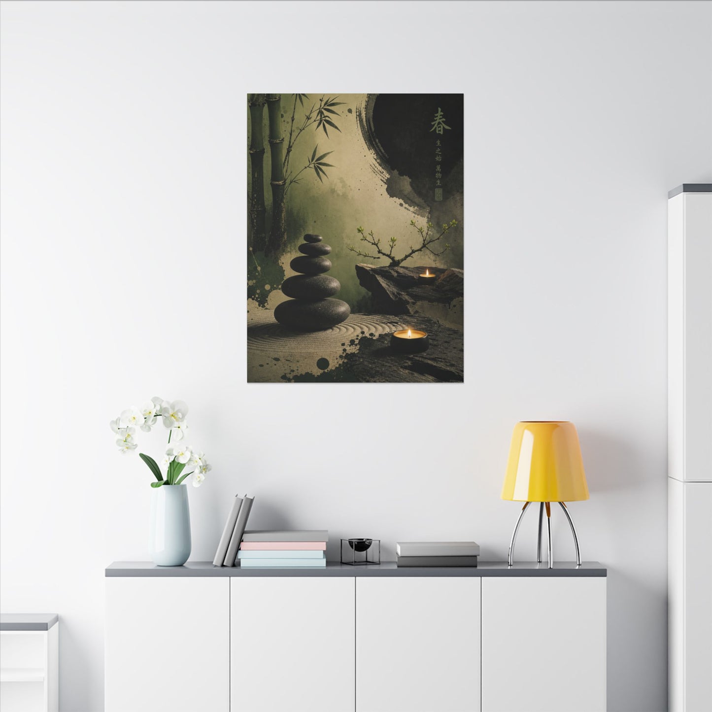 River Stones Spring Canvas Art | Zen Contemplative Design