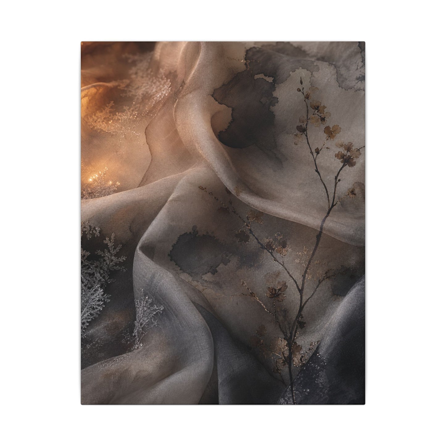 Japandi Silk Drape in Candlelight | Watercolor Canvas Art