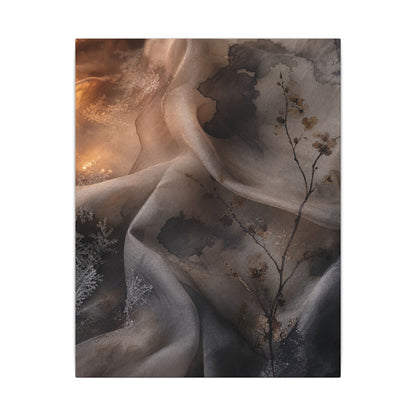 Japandi Silk Drape in Candlelight | Watercolor Canvas Art