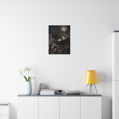 Candlelight Ceramic Bowl Canvas Art - Dark Japandi Kanso