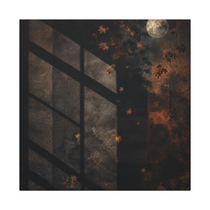 Sophisticated Shadow Play Canvas Art - Dark Texture Dark Japandi