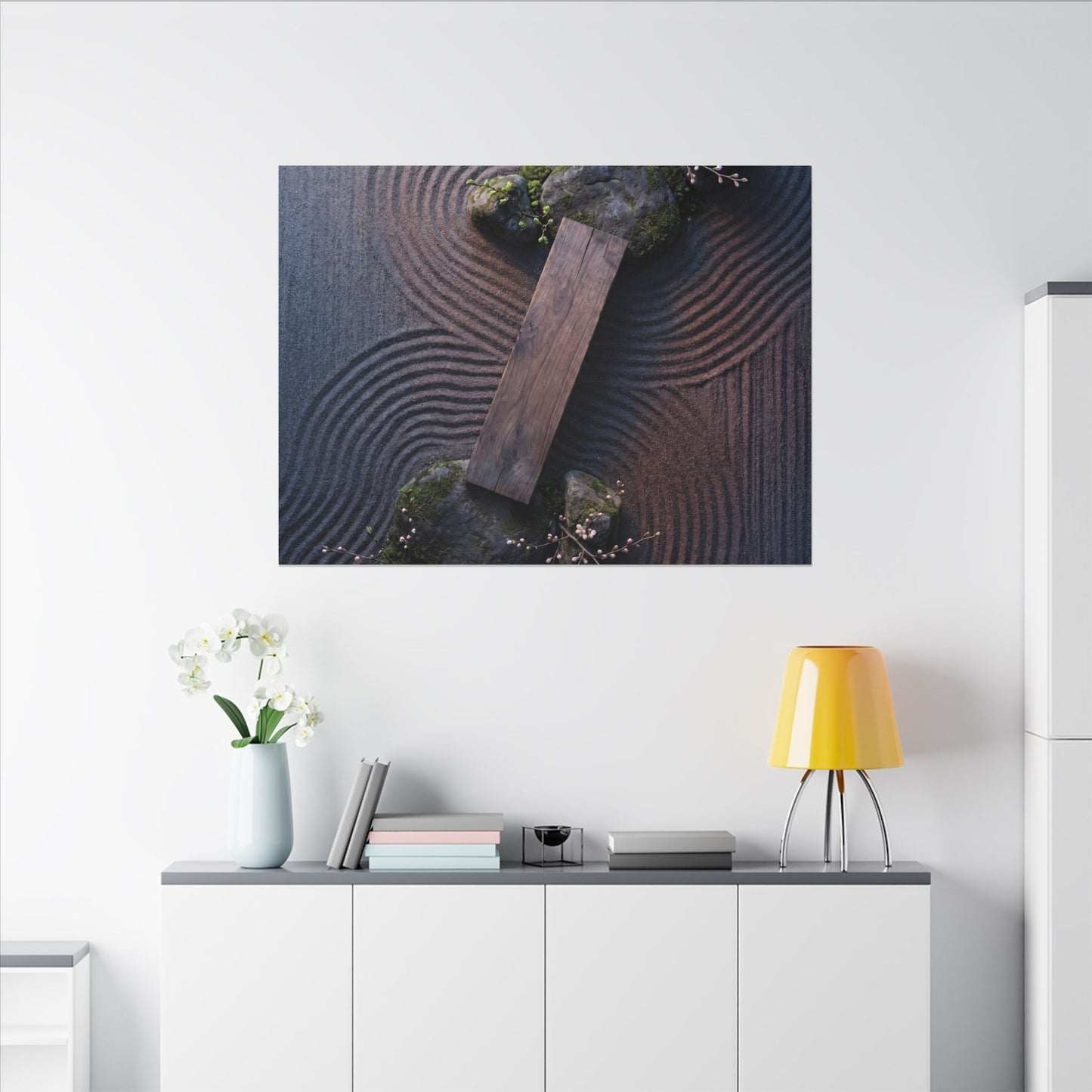 Spring Rock Garden Moody Minimal Canvas Art | Atmospheric Decor