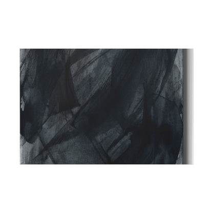 Deep Tones Dark Japandi Charcoal Canvas Art | Deep Tones Charcoal Ink Art Print