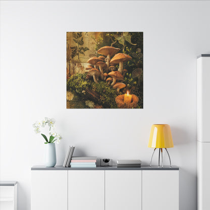 Spring Wild Mushrooms Herbarium Canvas Art | Earthy Decor
