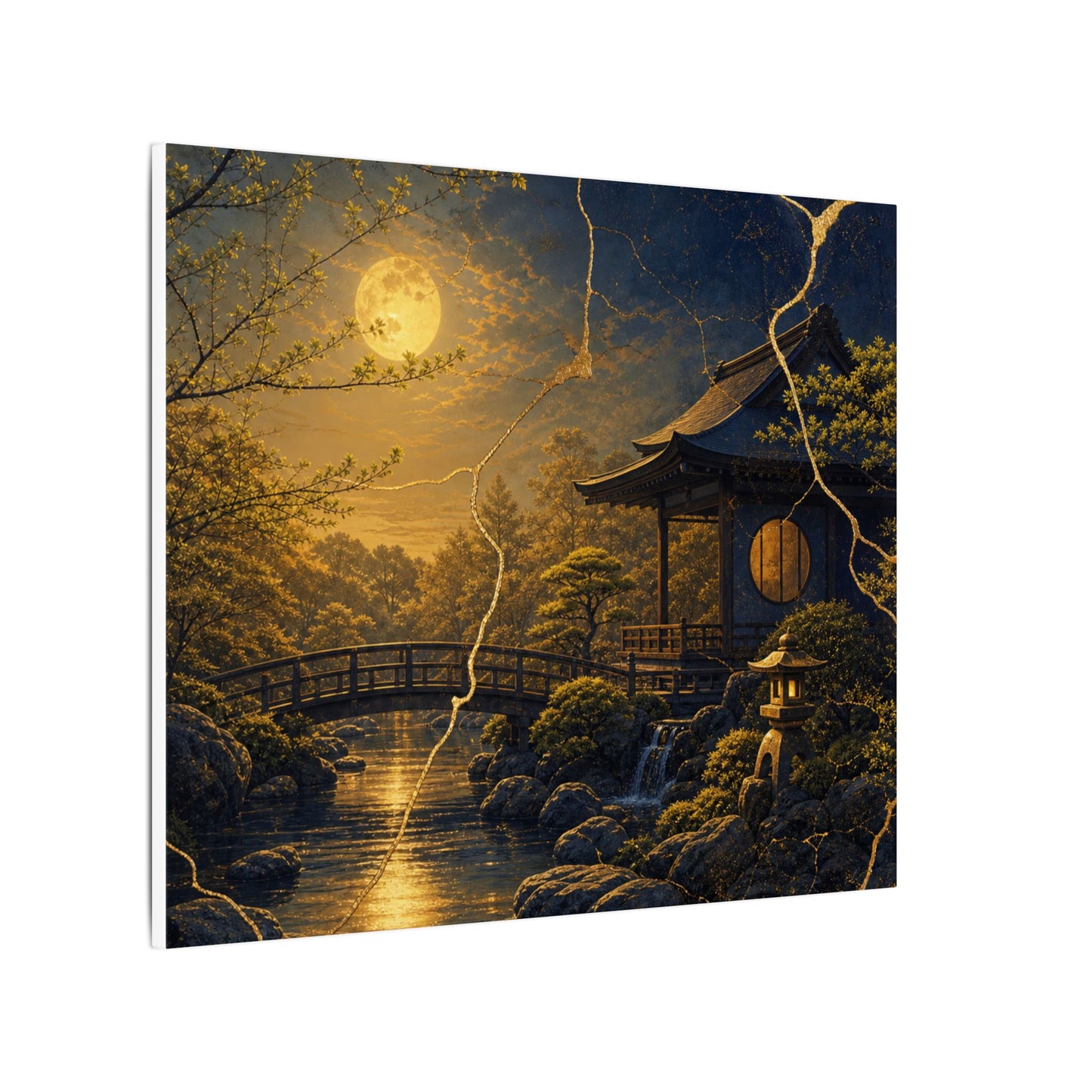 Spring Moonlit Garden Gold Vein Canvas Art | Resilient Decor