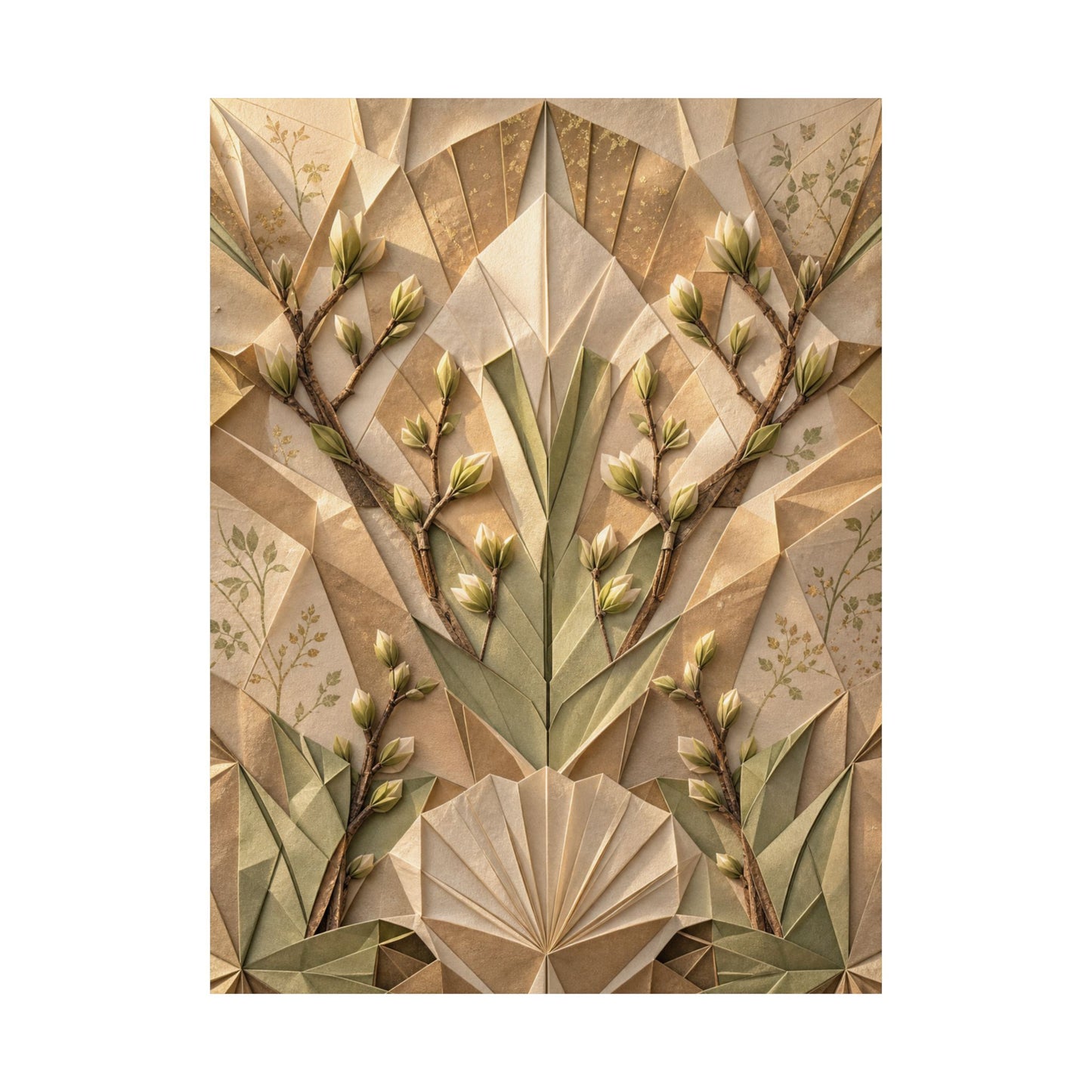 Paper Fold Japanese Pattern Wall Art Print | Warm Japandi Art
