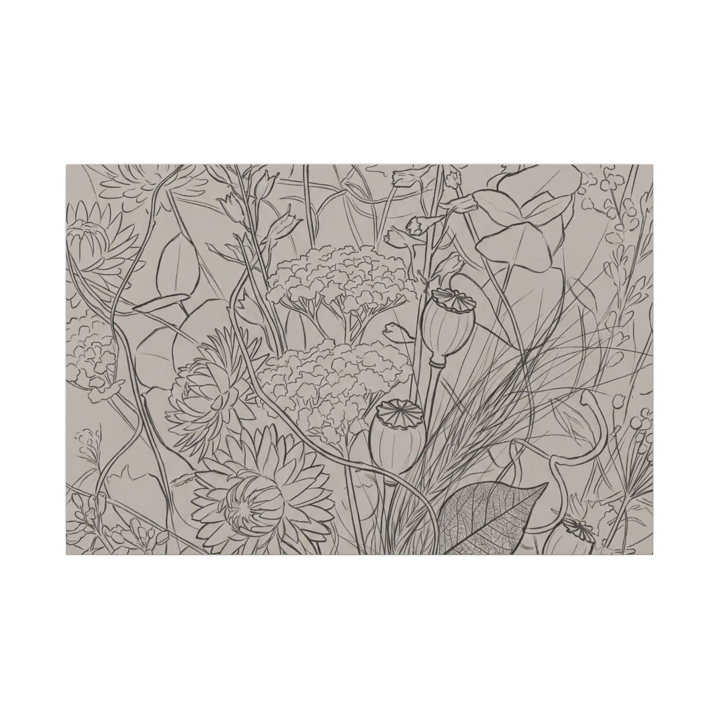 Summer Dried Flowers Minimal Line Canvas Art | Elegant Decor