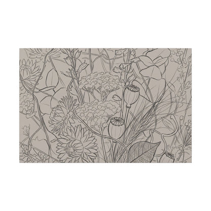 Summer Dried Flowers Minimal Line Canvas Art | Elegant Decor