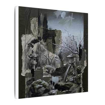 Winter Moonlit Garden Dark Texture Canvas Art | Moody Decor