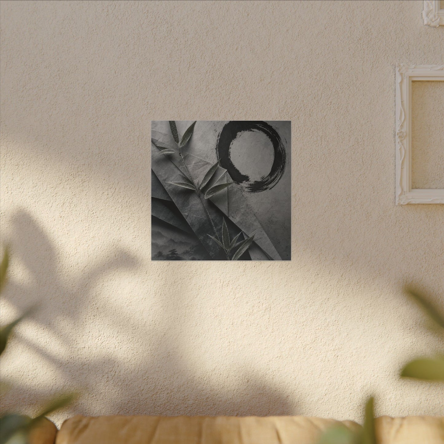 Winter Paper Fold Enso Canvas Art | Serene Decor