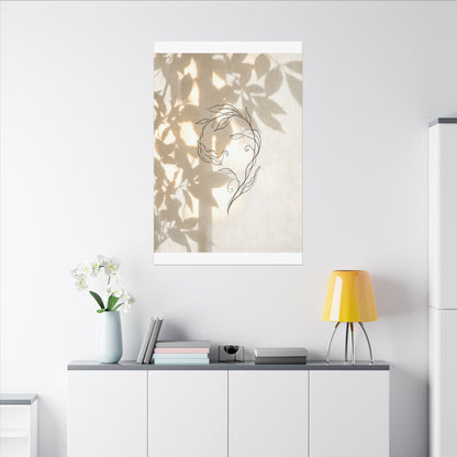 Warm Shoji Screen Canvas Art - Minimal Line Japandi