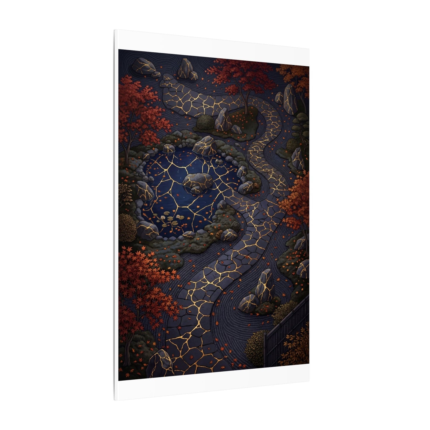 Moonlit Garden Gold Vein Canvas Art | Resilient Kintsugi Art