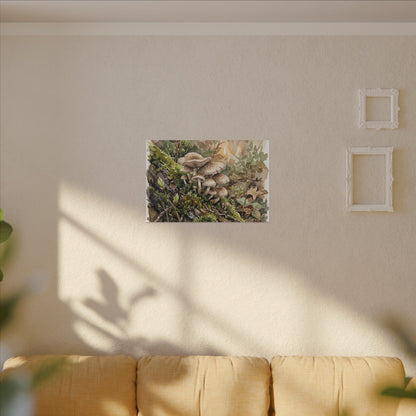 Wild Mushrooms Canvas Art | Spring Japandi Watercolor Art