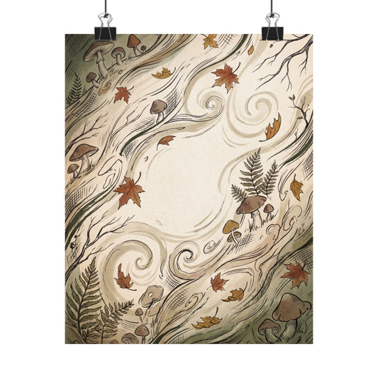 Cottagecore Ink Brushstroke in Dawn | Vintage Botanical Wall Art Print Art Print