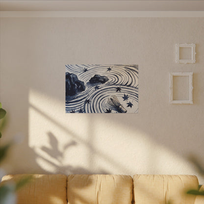 Zen Rock Garden in Golden Hour | Sumi E Canvas Art