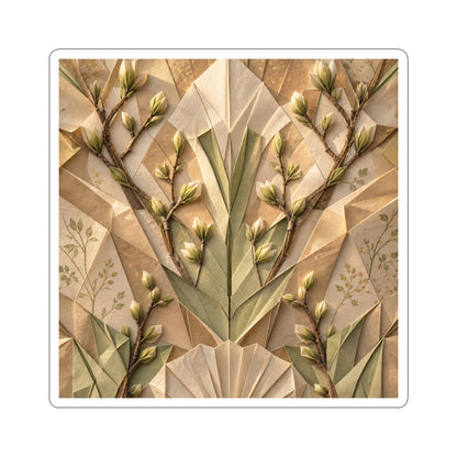 Earthy Paper Fold Sticker - Japanese Pattern Japandi