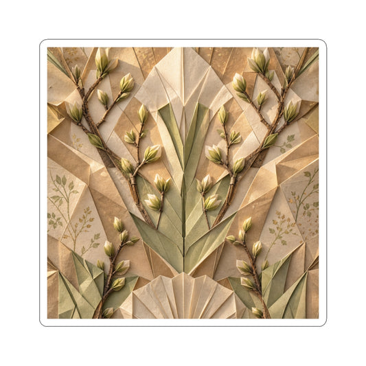 Earthy Paper Fold Sticker - Japanese Pattern Japandi