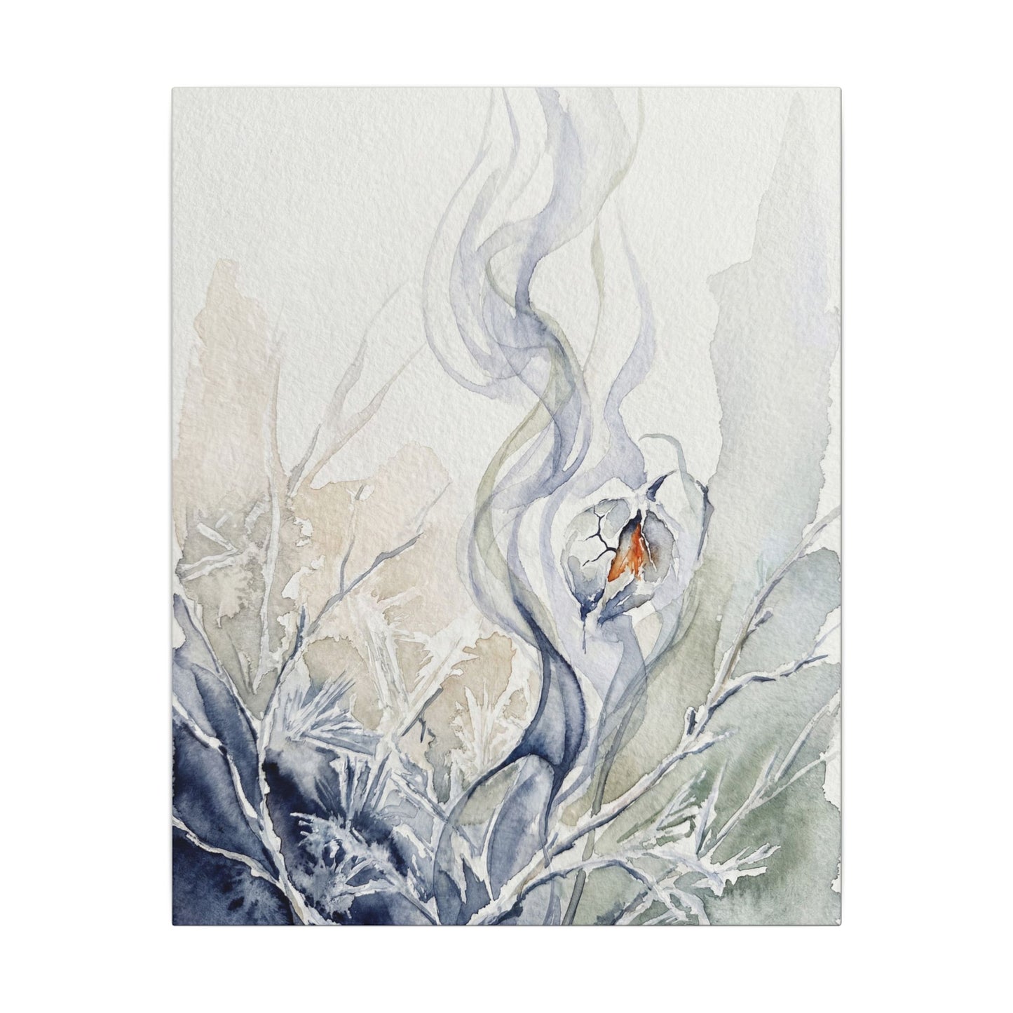 Earthy Incense Smoke Canvas Art - Watercolor Japandi