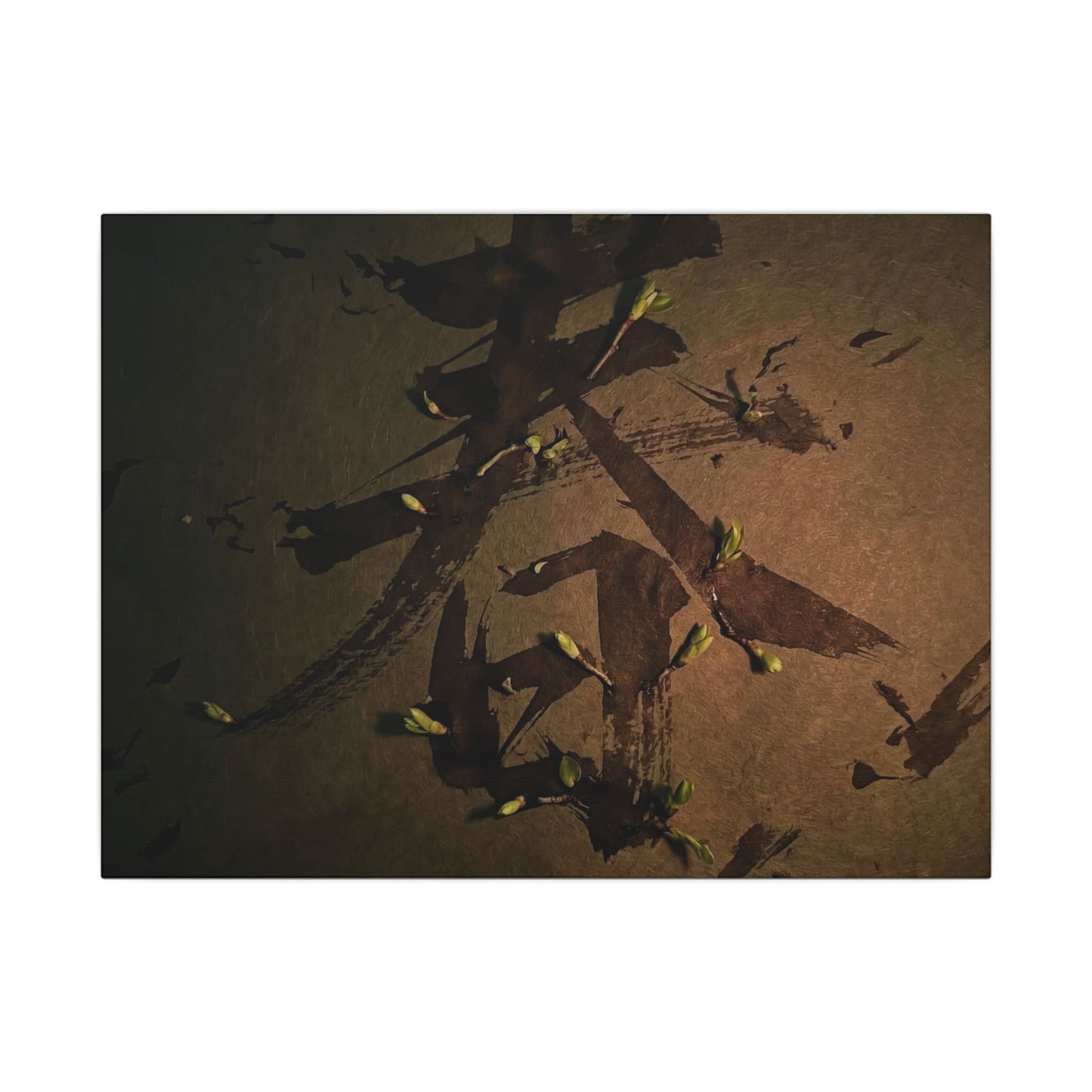 Calligraphy Shadow Zen Canvas Art | Bold Dark Japandi Art Art Print