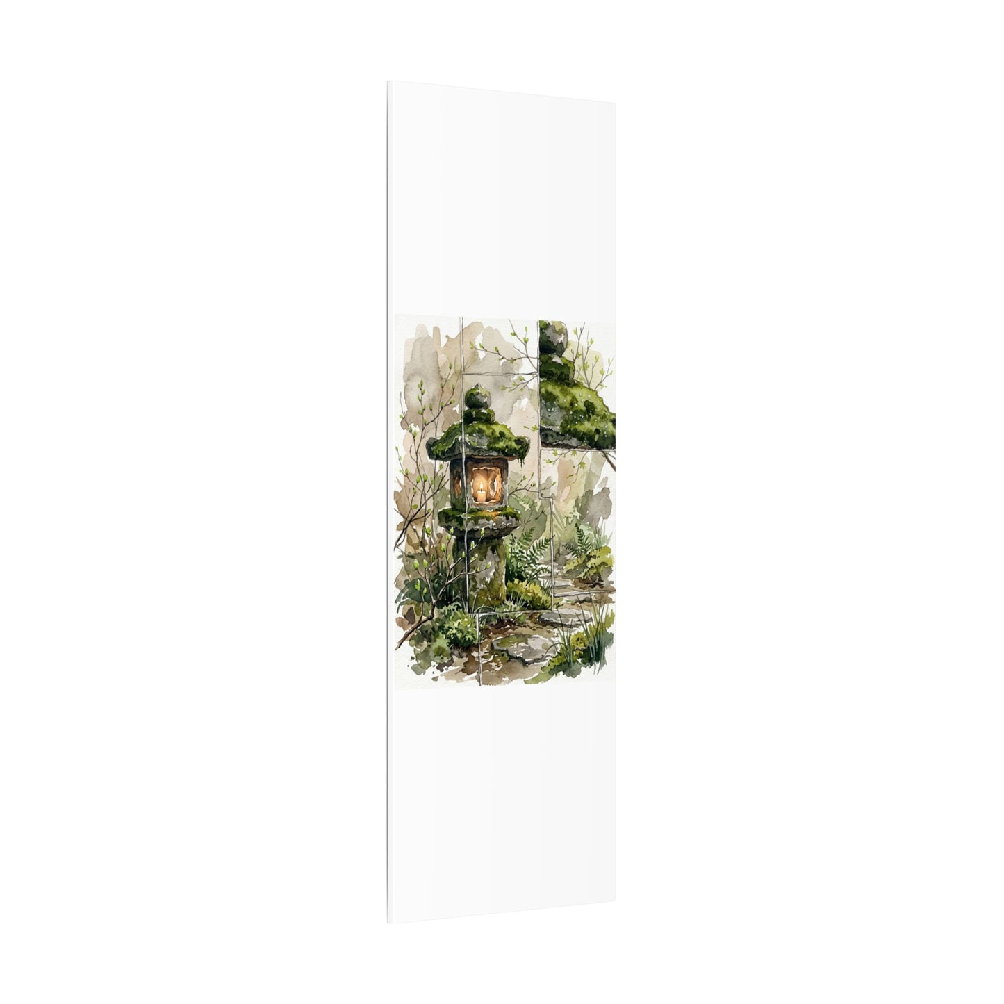 Stone Lantern Watercolor Canvas Art | Elegant Japandi Art