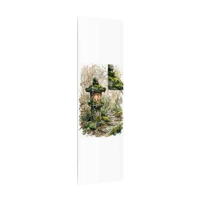 Stone Lantern Watercolor Canvas Art | Elegant Japandi Art