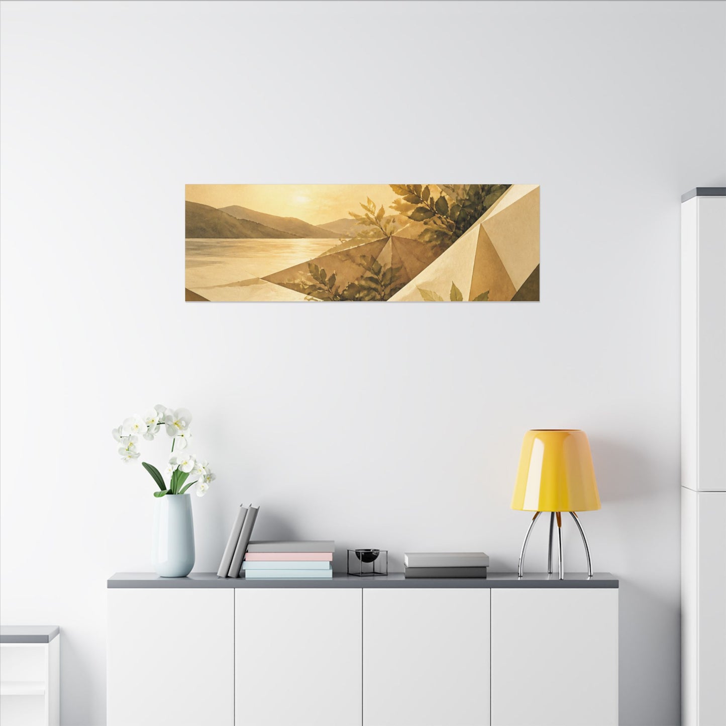 Golden Hour Paper Fold Canvas Art - Japandi Ma
