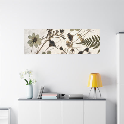 Japandi Dried Flowers in Golden Hour | Japanese Pattern Canvas Art