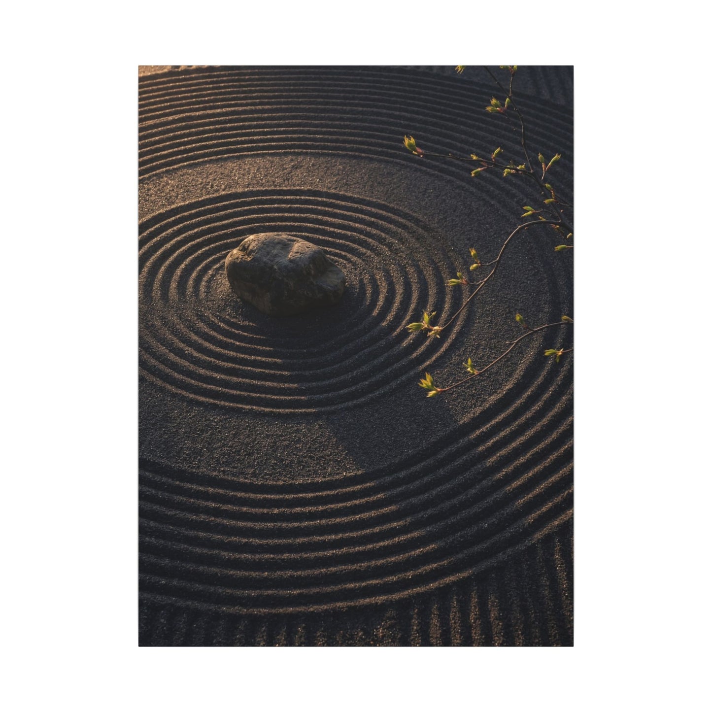 Rock Garden Shadow Zen Canvas Art | Bold Dark Japandi Art