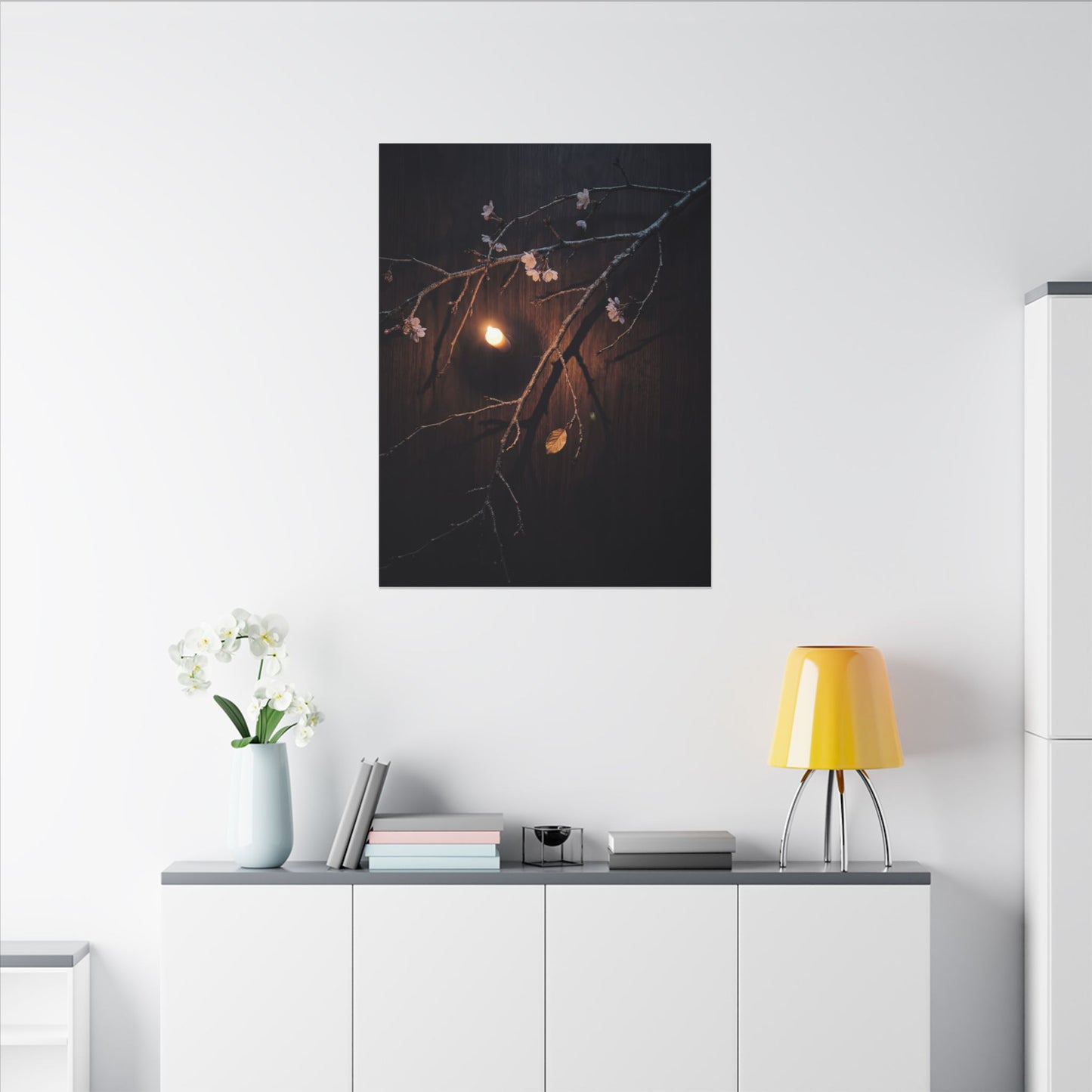 Datsuzoku Cherry Blossom Canvas Art - Dark Japandi Moody Minimal