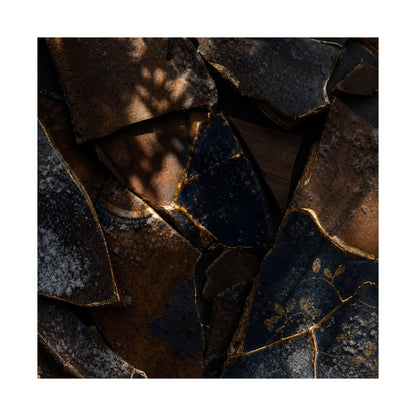 Fukinsei Broken Pottery Wall Art Print - Dark Japandi Dark Texture