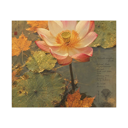 Autumn Lotus Flower Herbarium Canvas Art | Rustic Decor