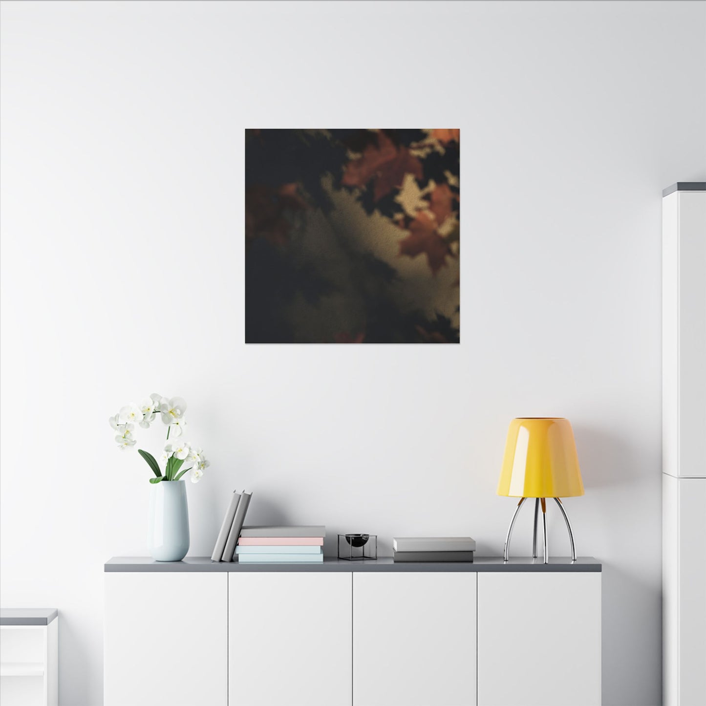 Shadow Play Canvas Art | Autumn Dark Japandi Moody Minimal Art