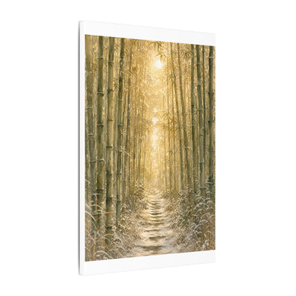 Bamboo Grove Winter Canvas Art | Japandi Elegant Design