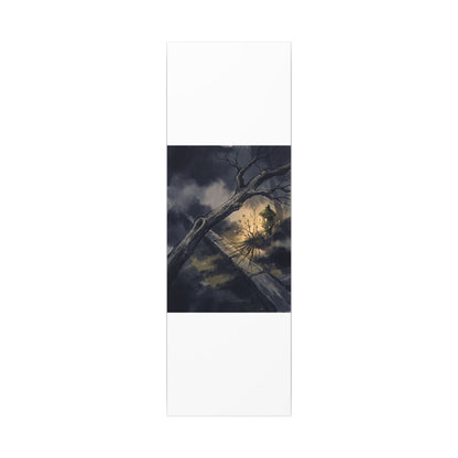 Dark Japandi Moonlit Garden in Golden Hour | Charcoal Ink Canvas Art