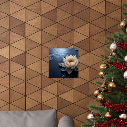 Winter Lotus Flower Gold Vein Wall Art Print | Resilient Decor