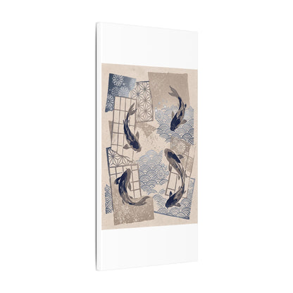 Earthy Koi Pond Canvas Art - Japanese Pattern Japandi