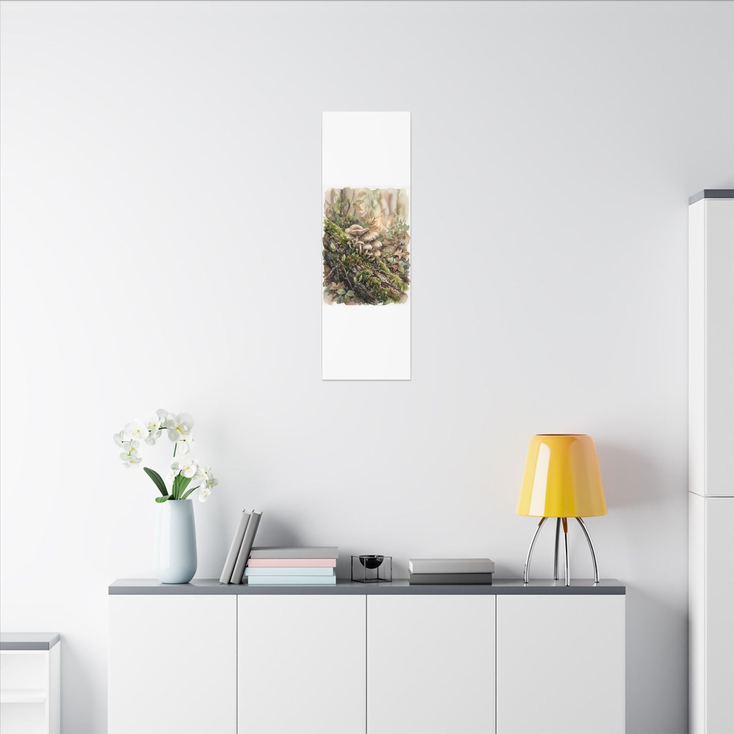 Wild Mushrooms Canvas Art | Spring Japandi Watercolor Art