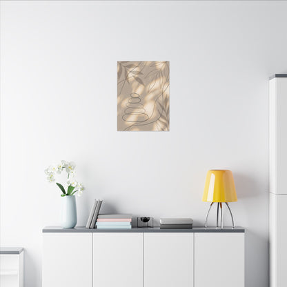 River Stones Minimal Line Canvas Art | Earthy Japandi Art