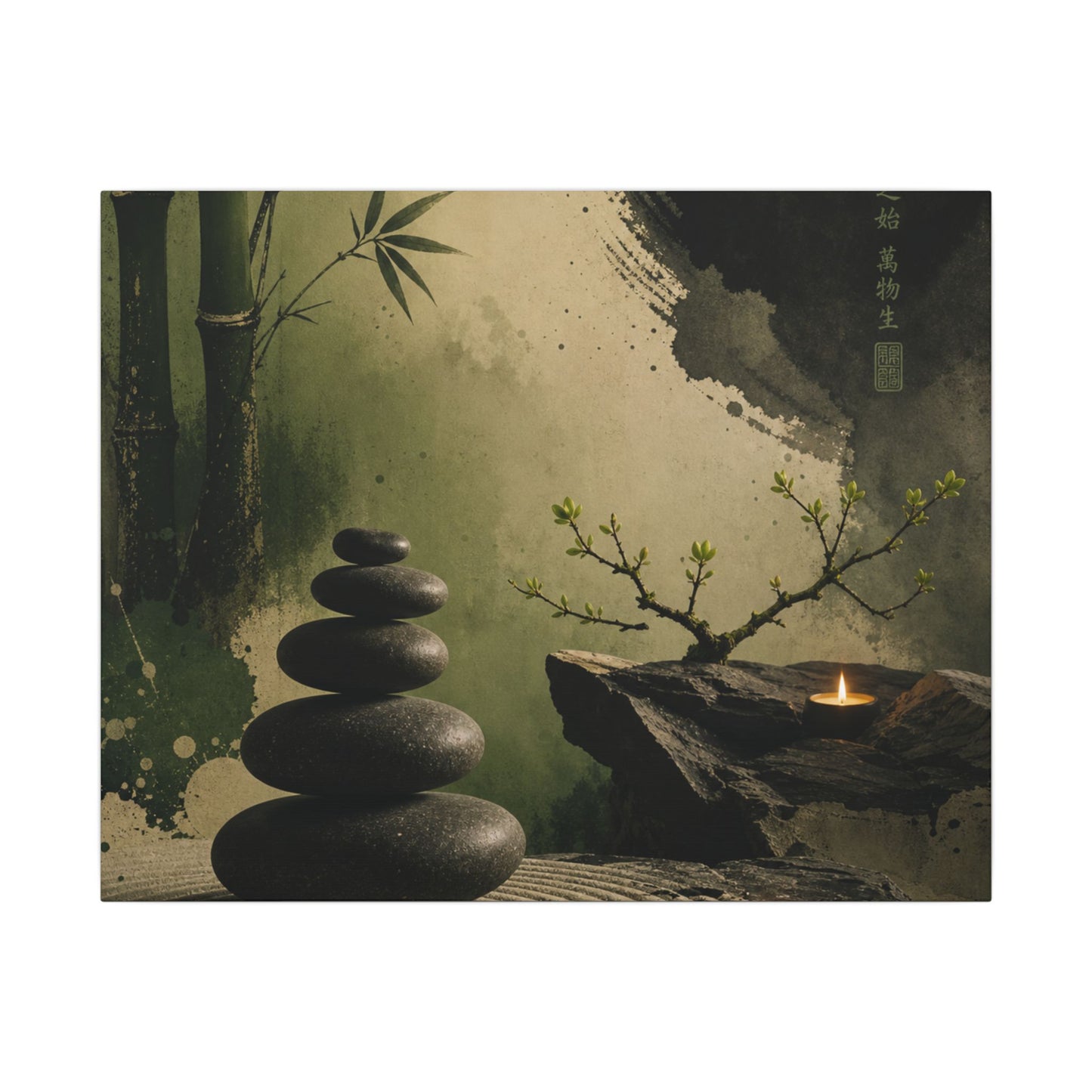 River Stones Spring Canvas Art | Zen Contemplative Design