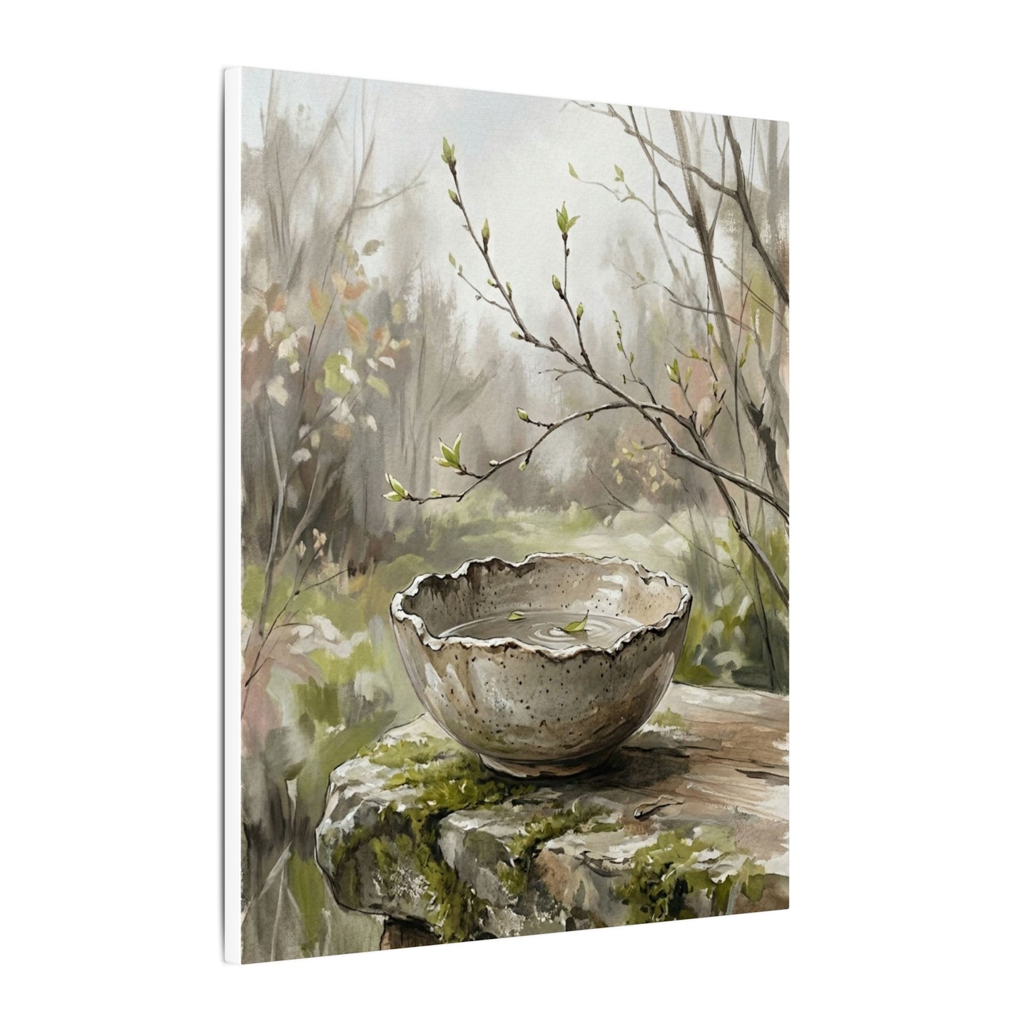 Japandi Ceramic Bowl in Overcast | Minimal Line Canvas Art
