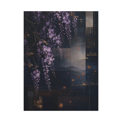 Dawn Wisteria Canvas Art - Dark Japandi Fukinsei