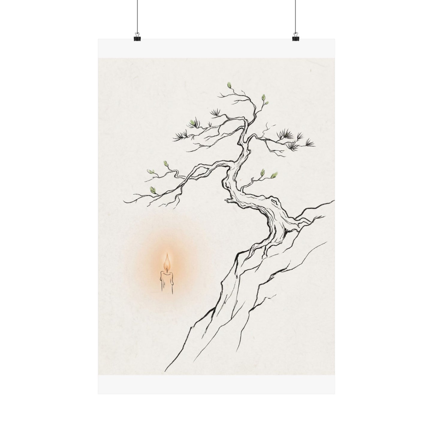 Spring Pine Tree Minimal Line Wall Art Print | Warm Decor Art Print