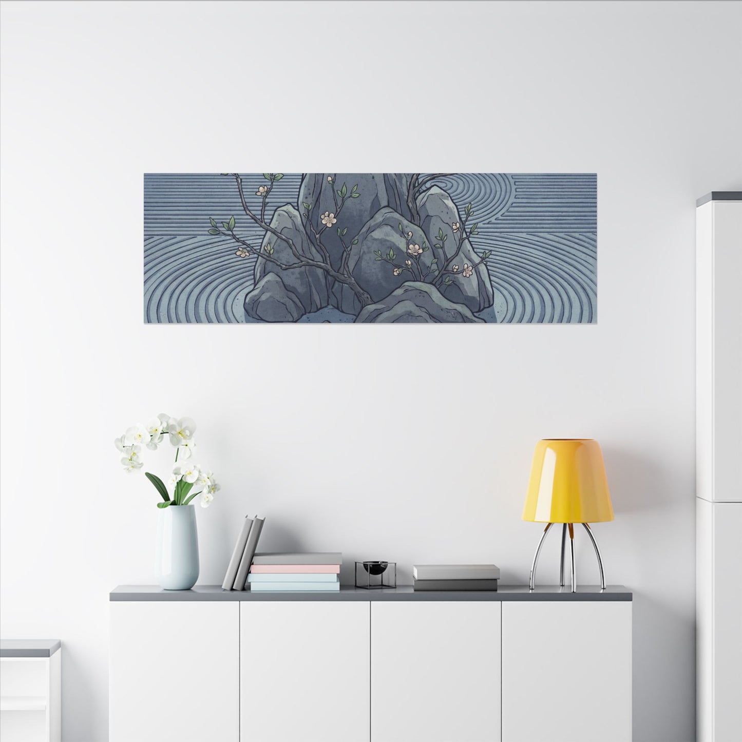 Spring Rock Garden Ukiyo E Inspired Canvas Art | Tranquil Decor