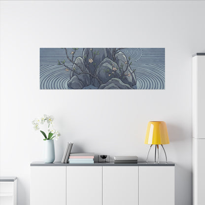 Spring Rock Garden Ukiyo E Inspired Canvas Art | Tranquil Decor