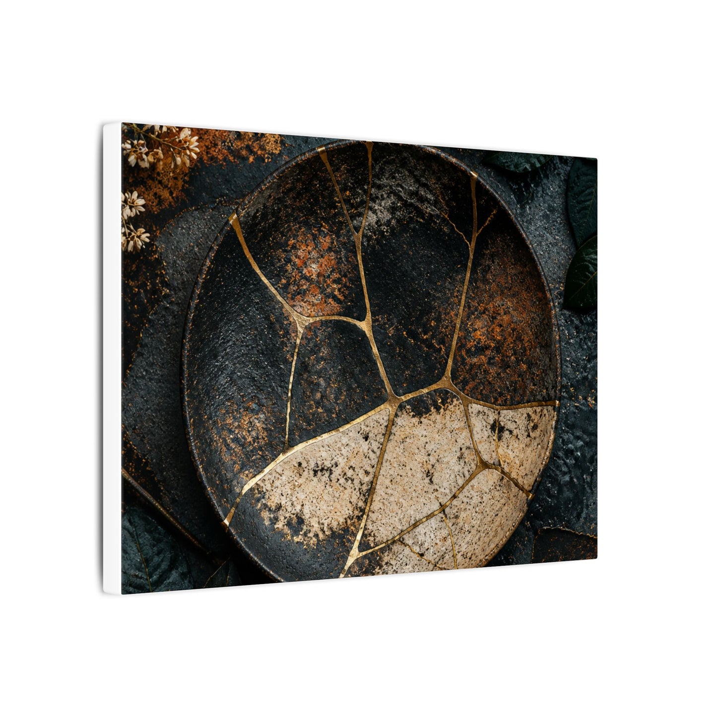 Kintsugi Rust Patina in Dawn | Gold Repair Canvas Art