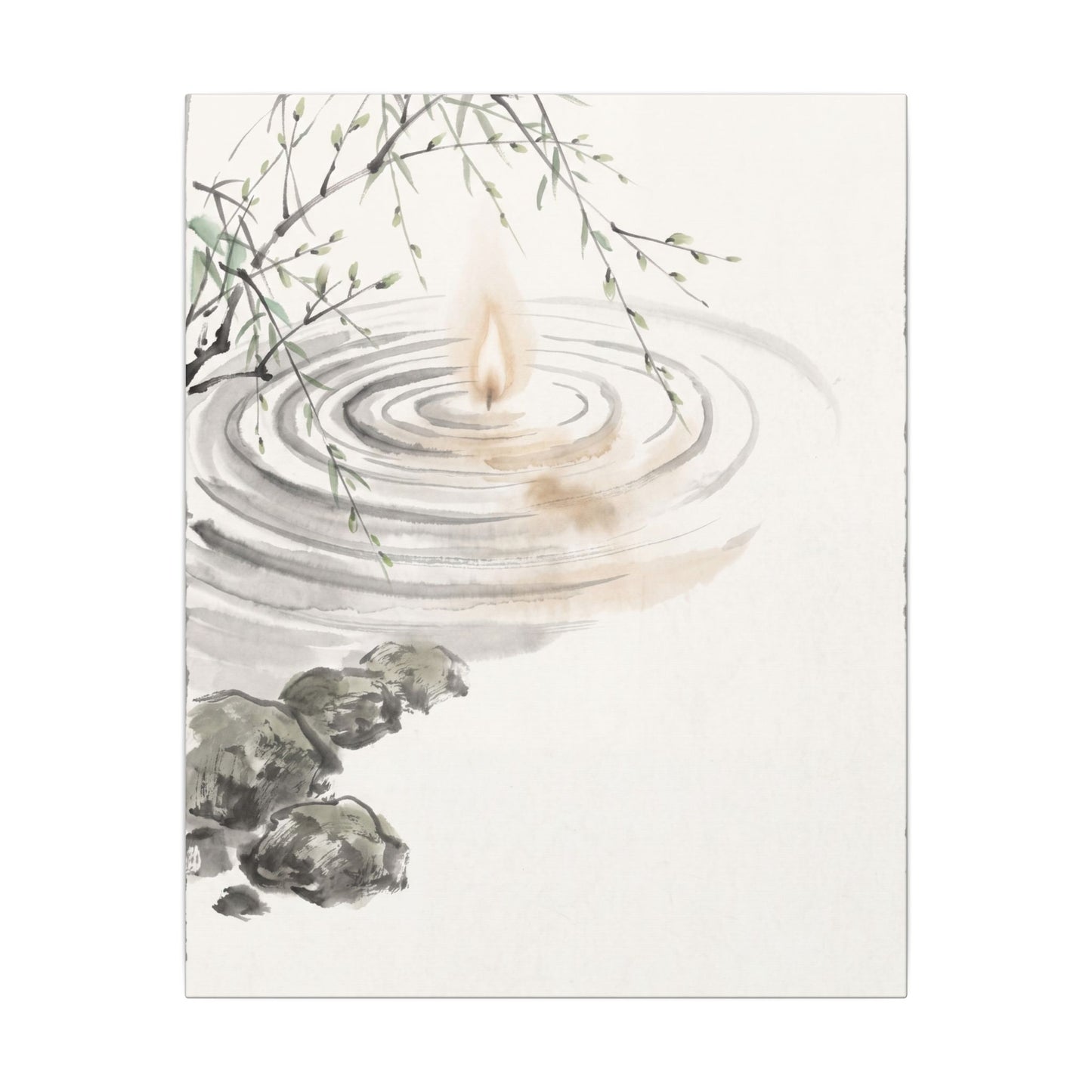 Water Ripple Sumi E Canvas Art | Tranquil Zen Art