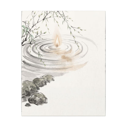 Water Ripple Sumi E Canvas Art | Tranquil Zen Art