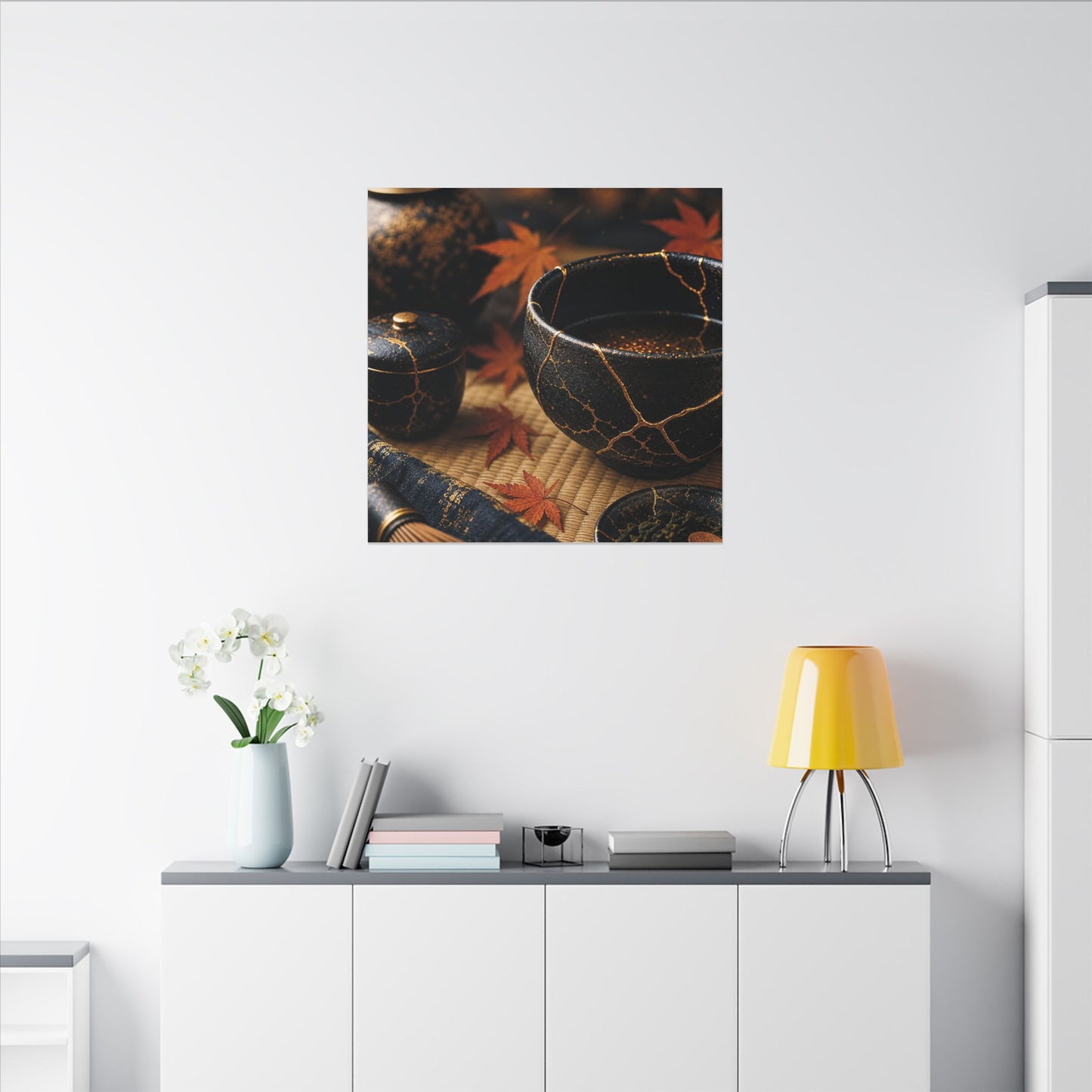 Seijaku Tea Ceremony Canvas Art - Kintsugi Gold Repair