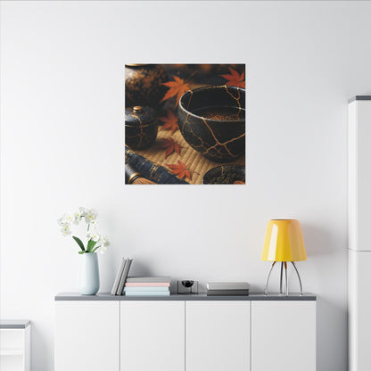 Seijaku Tea Ceremony Canvas Art - Kintsugi Gold Repair